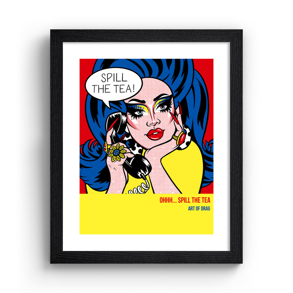 Reimagined art print featuring a Drag Queen in 'pop art' style, in a black frame.