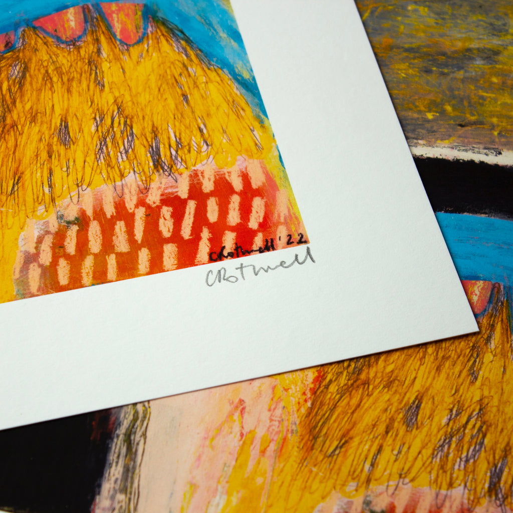 Close up of the limited edition signature marker for Corrina Rothwell limited edition prints.